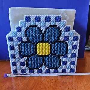 Blue and Yellow Floral Needlepoint Holder